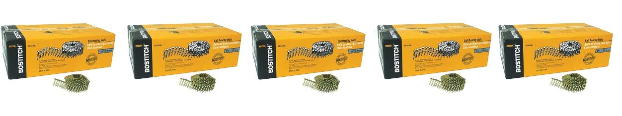 BOSTITCH CR3DGAL 1-1/4-Inch Smooth Shank 15 Inch Coil Roofing Nails, 7,200-Qty. (5)
