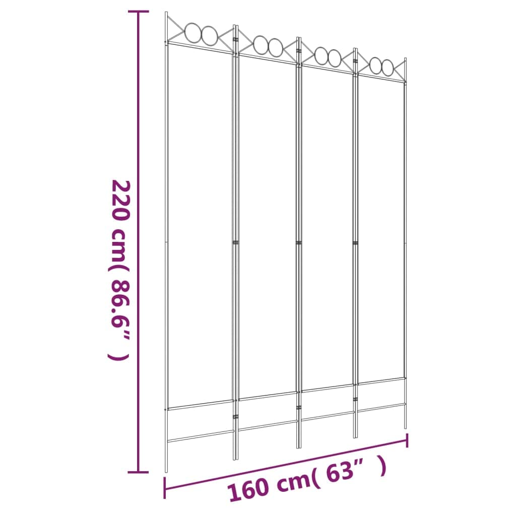 Paravent pliable 4 pièces Blanc 160 x 220 cm