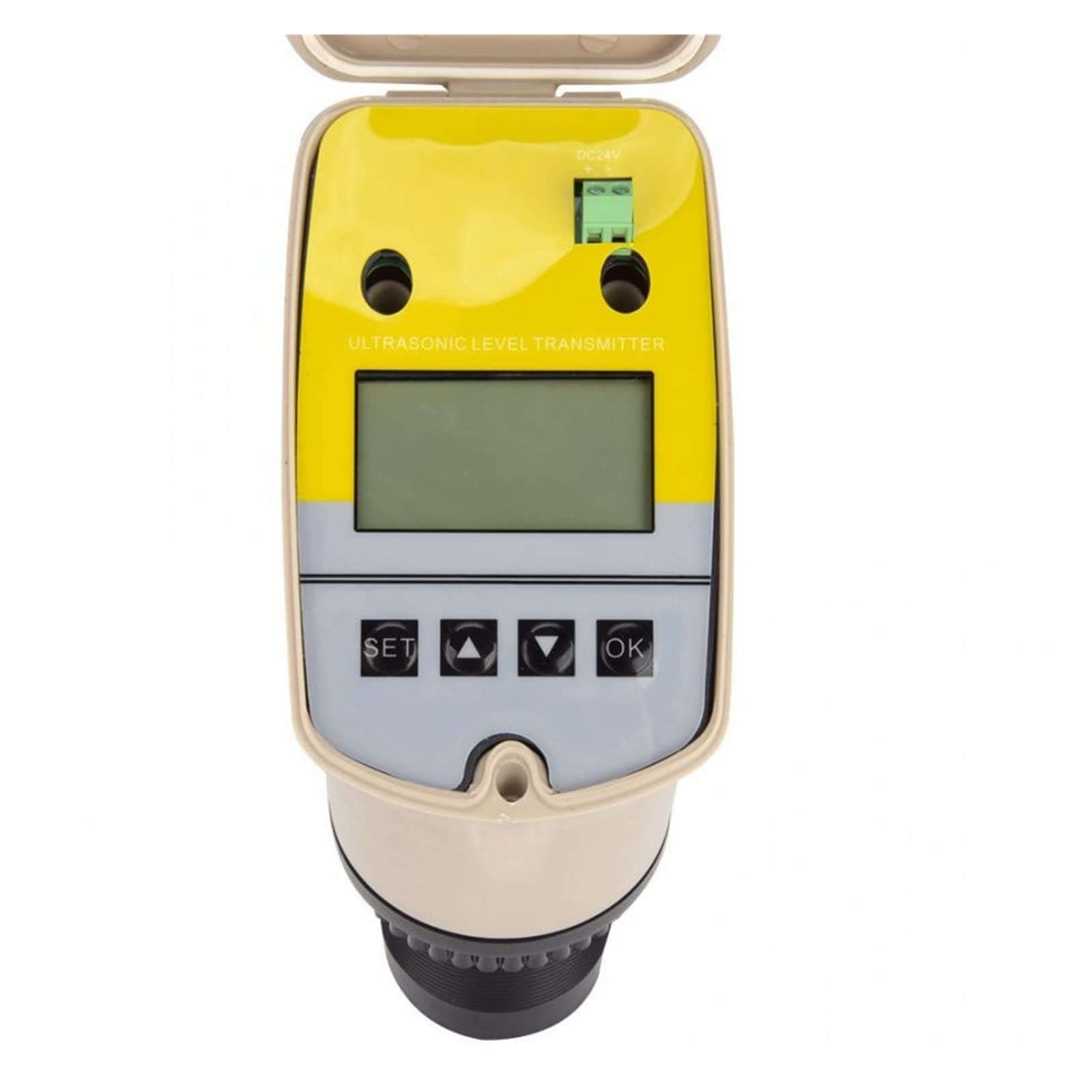 Medidor de flujo de agua, Transmisor de medidor de nivel ultrasónico con pantalla digital DC 24V Sensor de nivel de agua Controlador de interruptor de nivel digital