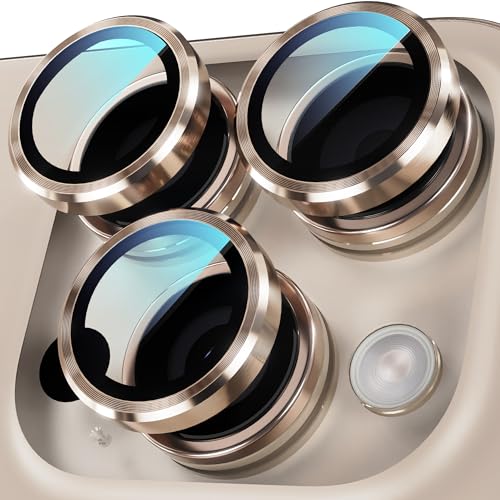 YWXTW Camera Lens Protector for iPhone 16 Pro/iPhone 16 Pro Max, [1 Step Installation Tray] Tempered Glass Screen Protector Metal Individual Camera Cover Accessories Case Friendly (Desert Titanium)