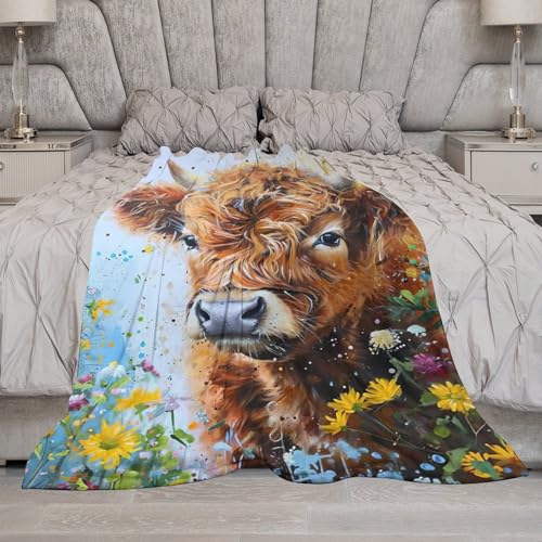 Couverture flanelle vache douce plaid chaud lavable en machine 130x150