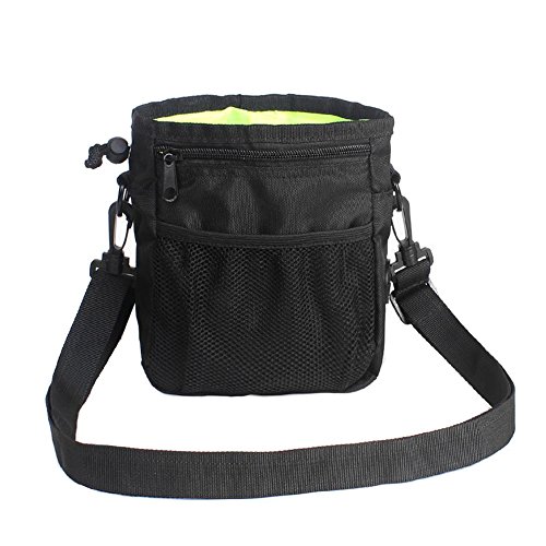 HANWELL Futterbeutel für Hunde Leckerlies, Hundeleckerlitasche mit Poop Spender-Verstellbarer Taillen/Schulterriemen, Mehrfachtaschen für Tragende Hunde Kibble und Spielzeug - Wasserdichtes, Schwarz