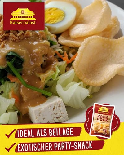 Kaiserpalast Kroepoek natur, crunchy Garnelenchips, ideal als Snack oder Beilage zu asiatischen Gerichten, verzehrfertig, 1 x 80 g