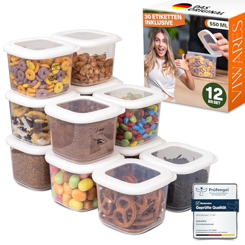 Viwares Vorratsdosen mit Deckel Luftdicht, 12er Vorratsbehälter Set BPA-Frei, Vorratsdose zur Müsli Mehl Aufbewahrung Küche, Praktische Organizer Küche, Frischhaltedosen für Lebensmittelaufbewahrung