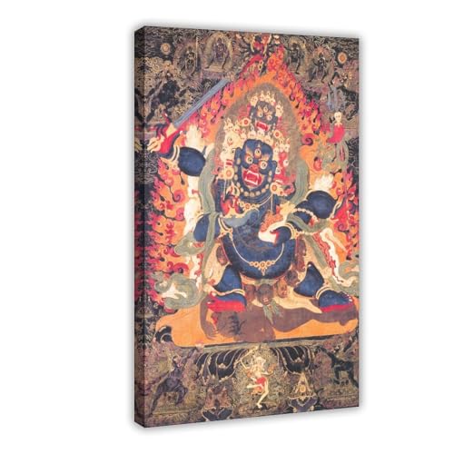 Impression tibétaine du Dharma Mahakala cadre suspendu décoration murale bureau