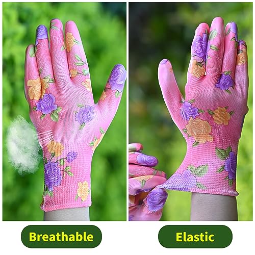Care Home 3 Pairs Garden Gloves For Women, Breathable Nitrile Coated Gardening Work Gloves For Women thumb #1