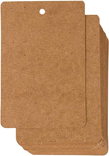 Image of CVANU 100-Pack Kraft Paper Lable, Merchandise Tags, Writable Lables, Craft Hang Labels, Name Price Size Labels, for Wedding, Birthday, Holiday, Party Favor, Kraft Brown, 2.375 x 3.5 inches