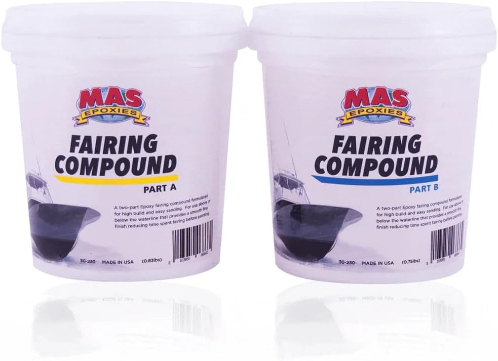 MAS Epoxies Fairing Compound, Pre-Filled Epoxy Fairing Compound for Fiberglass, Wood, and Marine Repair, Easy Sanding, Non-Sag, Smooth Texture, Body Filler Alternative for Boat Surfaces (2 Pint Kit)