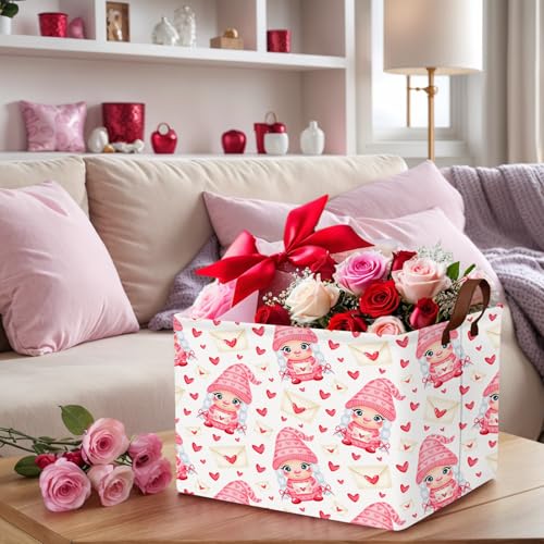 Image of Cute Heart Valentine's Day Basket Gifts Empty Storage Basket for Kid and Baby Room Decor (Elf Envelope Love)