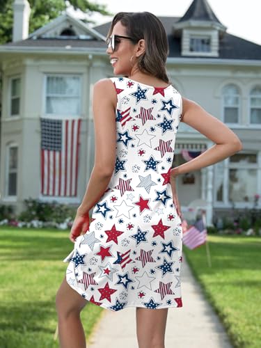 Image of NEWWEN American Flag Dress Women 4th of July Sleeveless Tank Dress 250 Anniversary USA Patriotic Summer Sundress