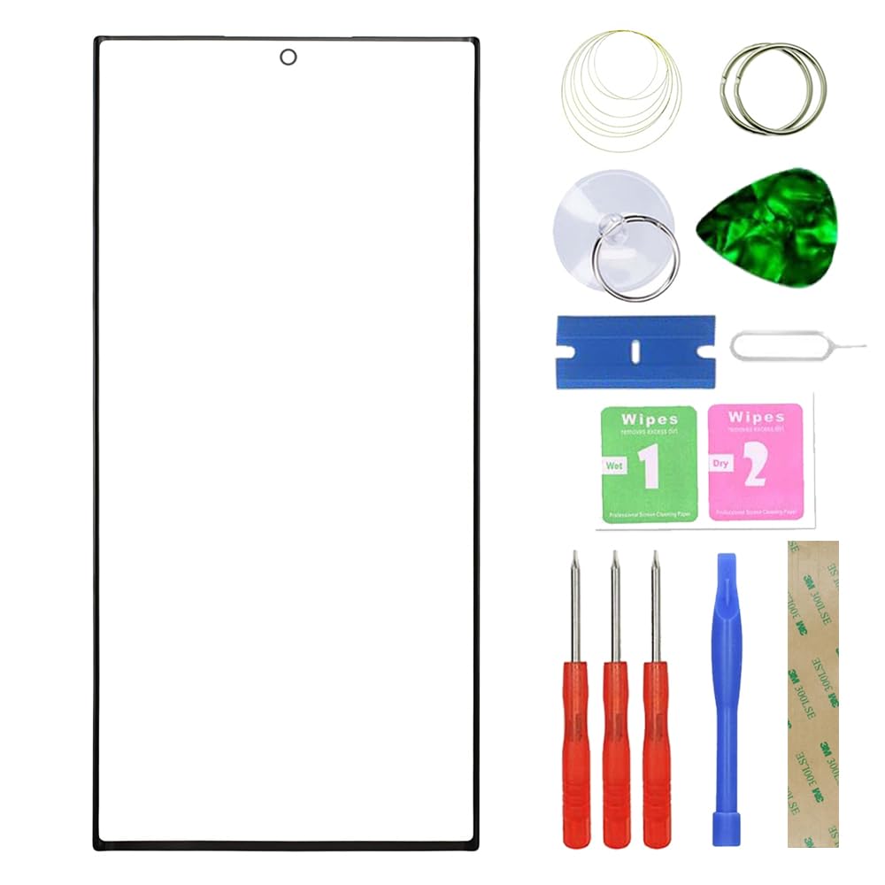 Screen Replacement Front Glass +OCA compatible with Samsung Galaxy S22 Ultra 5G S908 Series (No Touch and LCD Display) with Repair Kit -6.8"