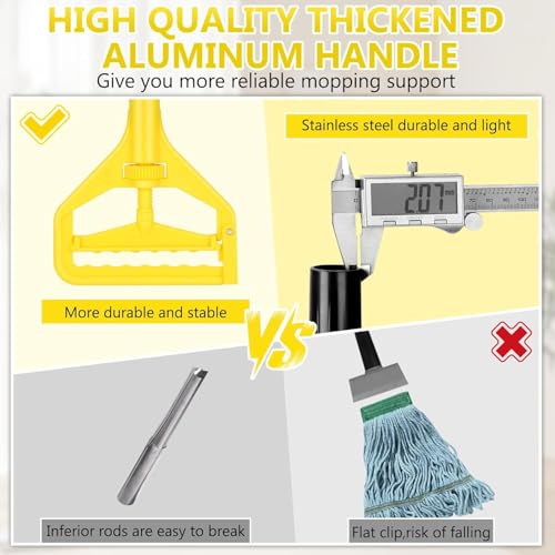 Image of VOUBIEN Commercial Mop Handle Heavy Duty,60 inch Industrial Mop Stick,Wet Mops Head Replacement Holder for Professional /Industrial Floor Cleaning, 2 Pack,Yellow