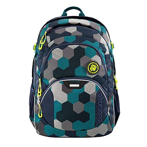 Preisvergleich Produktbild coocazoo Schulrucksack JobJobber Blue Geometric Melange, blau-grau-schwarz, ergonomischer Tornister, höhenverstellbar mit Brustgurt und Hüftgurt für Jungen ab der 5. Klasse, 30 Liter