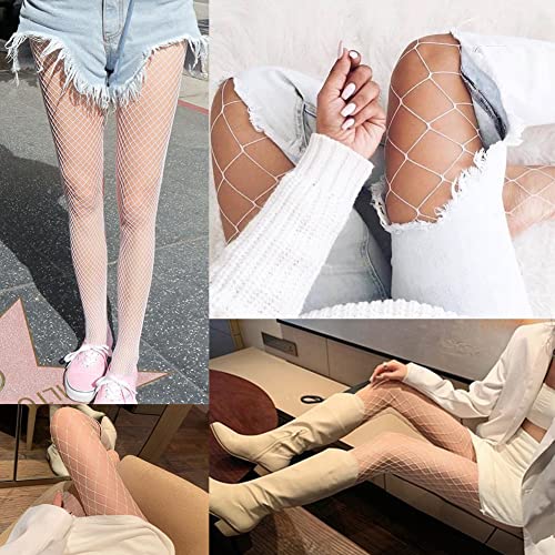 Image of Blostirno Women's High Waist Fishnet Stockings Tights Thigh Highs Pantyhose Sexy Stocking