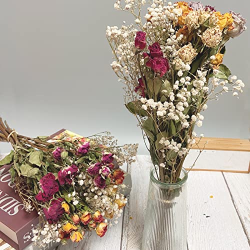 Flores secas con tallo, ramo de 16 pulgadas miniatura 3