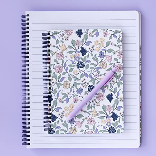 Steel Mill & Co Cute Floral Mini Spiral Notebook, 8.25" X 6.25" Journal With Durable Hardcover And 160 Lined Pages, Purple Vine Ditsy #TOP7