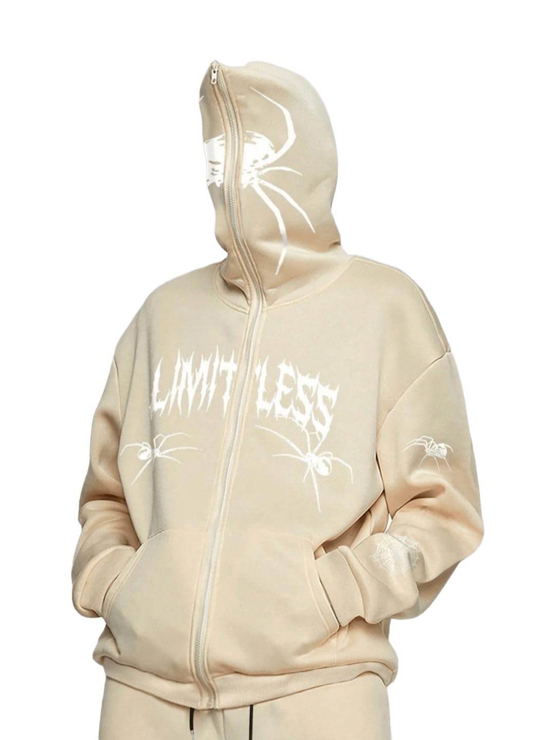 Buy SXV Spider Beige Full face Zipper Hoodie (in, Alpha, S, Beige