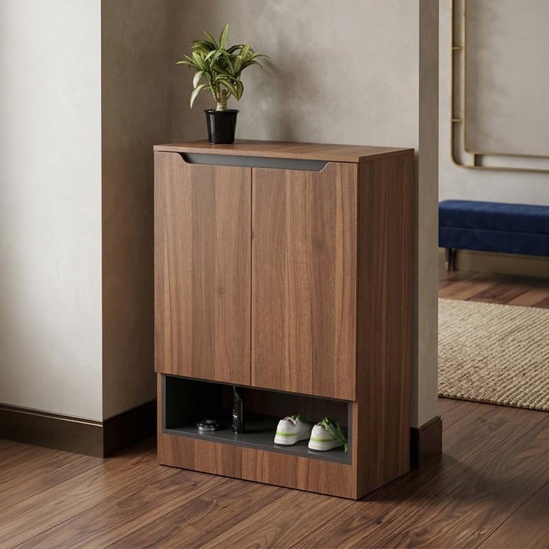 Image of Royaloak Zen 2 Door Shoe Rack, Engineered Wood Shoe Cabinet with Shelves, Space Saving Shoe Organizer for Entryway, Living Room Storage Unit, Melamine Finish W 27.55 x D 14.56 x H 39.37 Inches
