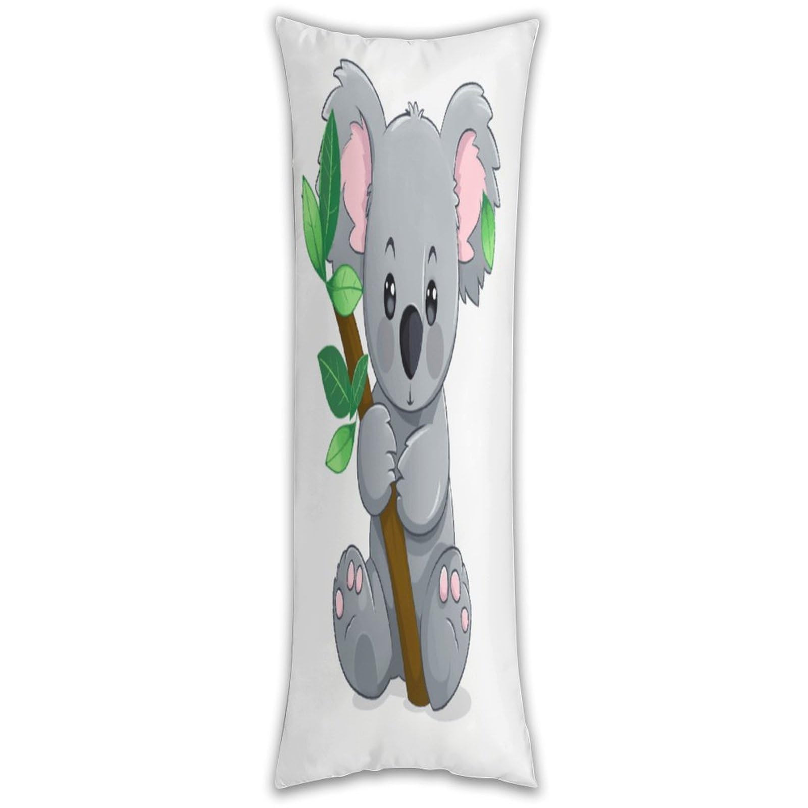 Green Leaf Koala Long Pillow Case with Zipper Ultra Soft Microfiber Long Pillow Cover Breathable Body Pillow Protector Soft Wrinkle Pillowcase for Bed Sofa Bedroom 53 X 19 in