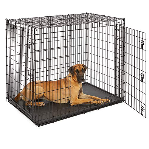 Image of Solutions by MidWest Homes for Pets 54-Inch Drop Pin Crate for Giant Breeds Over 100 lbs, Double Door Dog Crate with Leak-Proof Tray & Secure Latches, Durable Drop Pin Construction