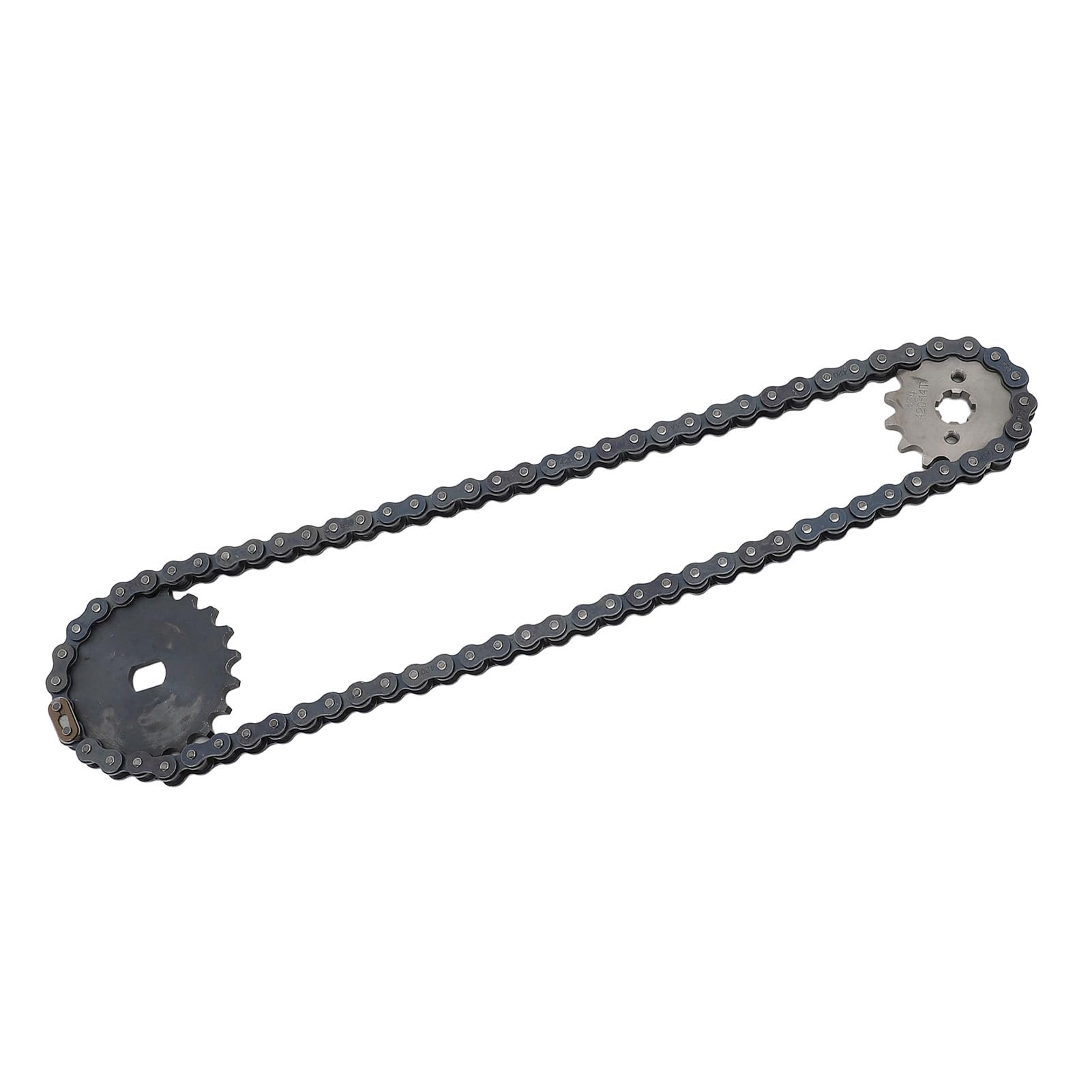 Juego de piñones de Cadena de transmisión para Motocicleta, piñón de transmisión Trasero 420 14T y Cadena de Motocicleta con Orificio en H de 20T, construcción de Acero Duradero