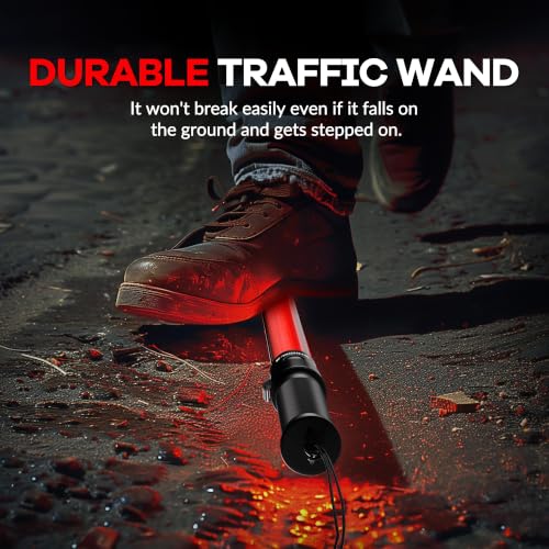Image of E-riding 10 Pack 21 Inch Red Traffic Wand with 3 Flashing Modes