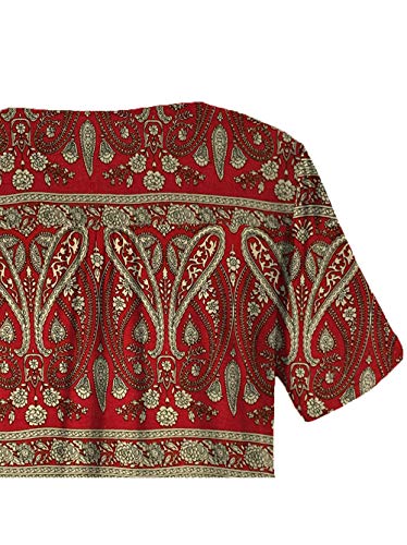 A.jesdani Short Sleeve Blouses Red Tops For Women Sexy Plus Size Henley Shirt Xl #TOP2