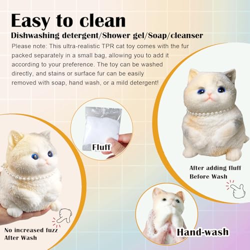 Image of Big Hand Painted Cat Squishy Toys,Large Cute Ultra Soft Kitty Squeeze Fidget Toys for Stress Relief ,Kawaii Squishies Sticky Animal Toys for Adults Kids,Decompression Sensory Balls Toys for Autism