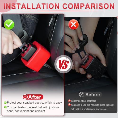 Image of Amiss 2PCS Seat Belt Buckle Holder, Universal Silicone Rear Seat Belt Booster & Fixer for Easy Access, Keeping Receptacle Upright, Car Interior Accessories-Fits Most Cars (Red)