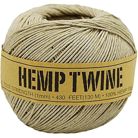Bean Products Hemp Twine - High Tensile Strength and Durable - Made with 100% Hemp - Perfect for Jewelry, Arts & Crafts, Decoration, Cooking - 1MM, 100G/430 Ft. - 20 lb. Test Strength - Natural Cover