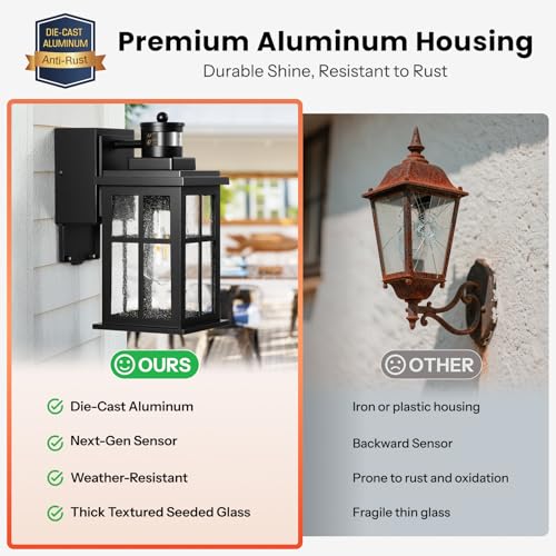 Image of Gleamz Black 2 Pack Motion Sensor Outdoor Lights for House with Outlet
