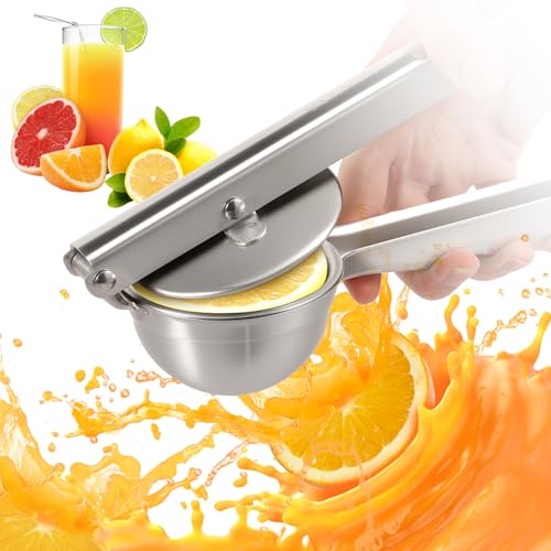 Hevtsde Stainless Steel Lemon Press Squeezer for Lemon Lime Orange Ergonomic Handle Citrus Juicer Rust Proof Garlic Press for Fruit Juice Extraction
