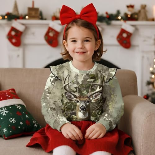 WELLFLYHOM Girls Sweatshirts 1-8T Graphic Long Sleeve Shirts Top Ruffle Top Crewneck Pullover Sweatshirt2