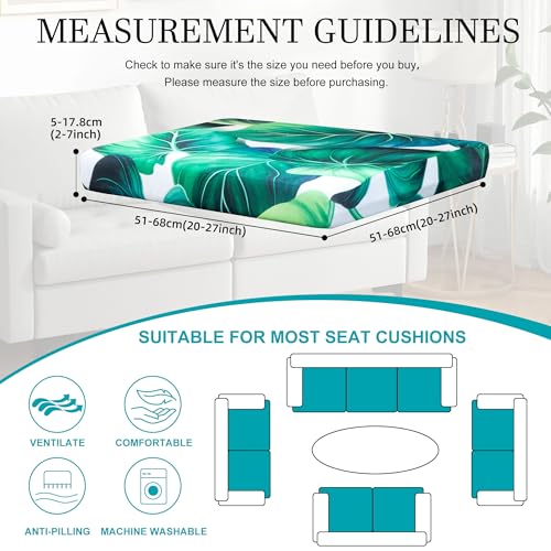 Image of 12 Pcs Stretch Patio Cushion Covers,Outdoor Couch Covers Replacement,Outdoor Couch & Sofa Slipcovers,for Patio Furniture Cushion Covers,Washable Reusable Furniture Protector (Green Leaf,Cover Only)