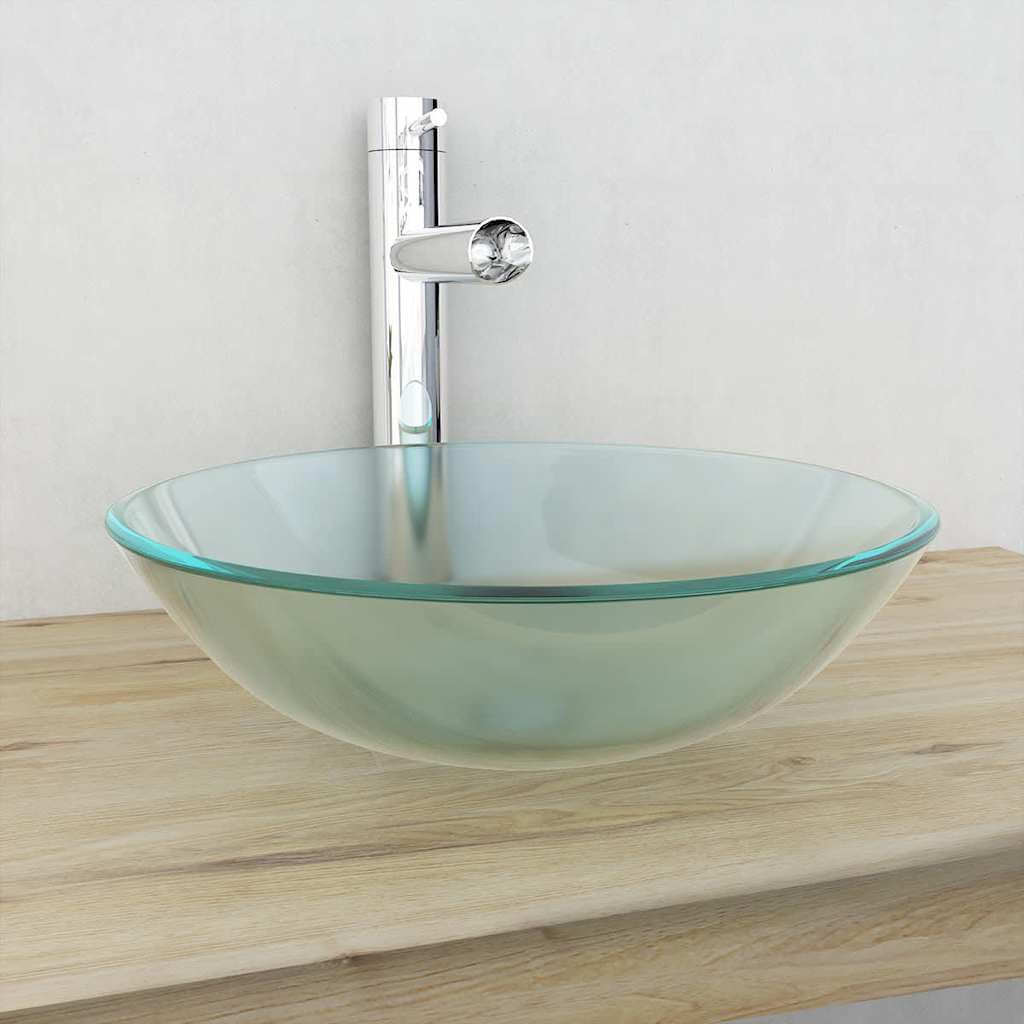 Lavabo de cristal templado de 42 cm esmerilado para baño
