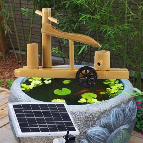 Fontaine en bambou extérieure solaire de 70 cm pour purifier l'eau du bassin