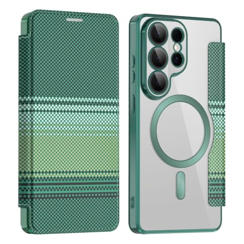 Étui compatible avec Samsung Galaxy S23 Ultra portefeuille antichoc vert