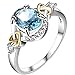 Onefeart Silver Plated Ring Vorschlagen Für Mädchen Frauen Hochzeitsband Blau Kristall 1.9CMx0.7CM Größe 54 (17.2)