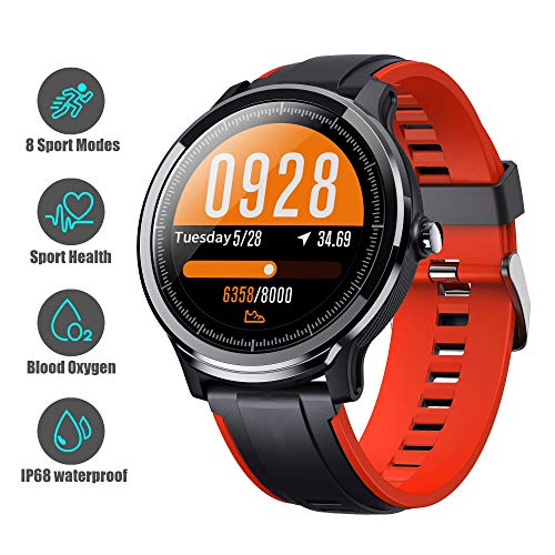 Adurei Smart Watch 1.3" Pantalla Táctil Completa para iOS y Android Smartphones IP68 Impermeable con Presión Arterial, Frecuencia Cardíaca, Monitor Sueño, Contador Pasos para Hombres y Mujeres