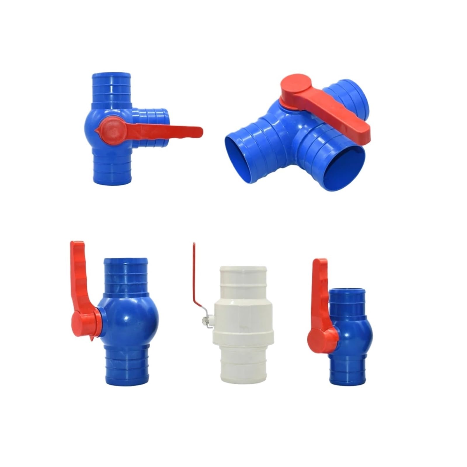 Conector de manguera de cinta de agua, divisor en T, acoplador de válvula de cierre de agua recta, accesorios de riego, válvula de bola, 50/63/75/100mm(Black)