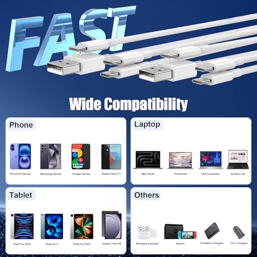 Image of Car Carplay Cable for iPhone 17 16 15, 2-Pack 10FT 60W USB C to USB C Cable And 2-Pack 10FT USB A to USB C Cable for iPhone 17 16 15,for Galaxy S25 S24, for iPad Pro /Air, for MacBook Pro /Air and More