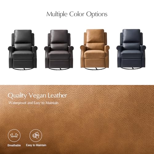 Sillón reclinable giratorio de cuero sintético camel miniatura 6