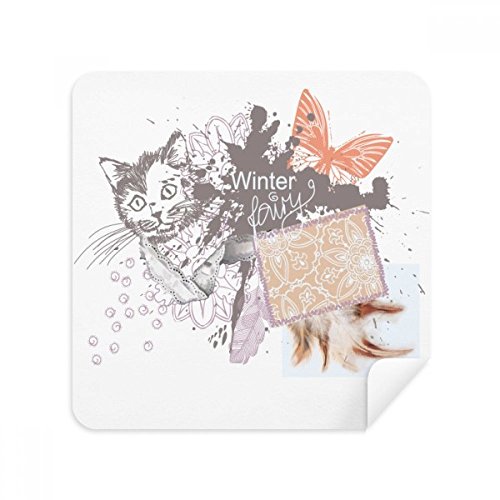 Nettoyage lunettes d'encre motif chat essuie-écran en suède DIYthinker lot de 2
