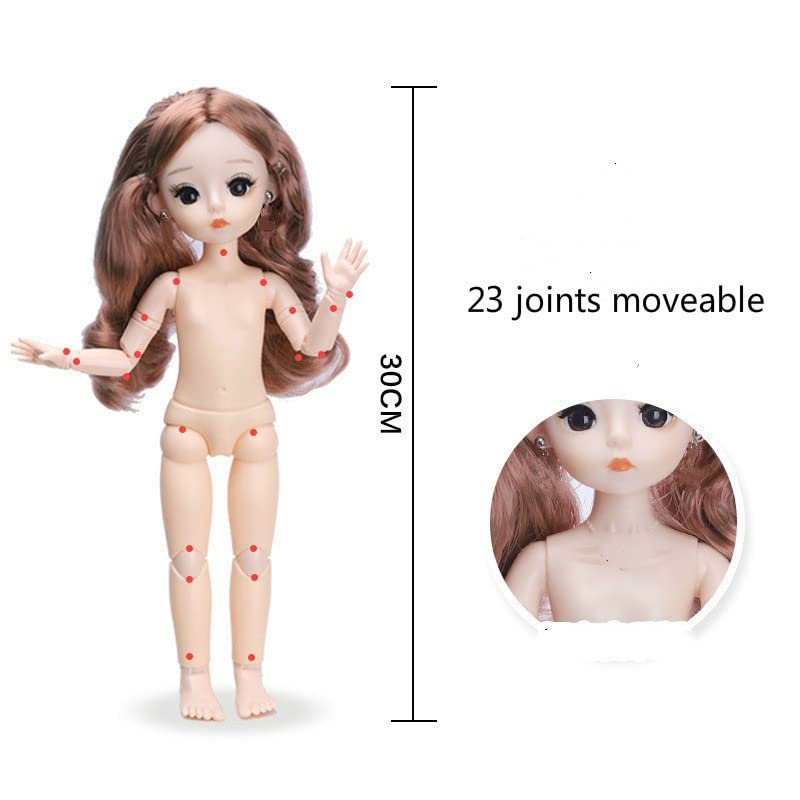 Image of DSR 30CM Smart Doll 12 Inch Ball Jointed Doll Toys with Full Set Clothes Shoes Wig Makeup Gift for Kids Gift All Day (Movable Joint-Small Doll-30CM(Full Pink))