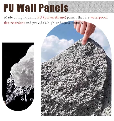 Paneles de pared 3D efecto piedra sintética impermeable para revestimiento interior (8 uds) 3