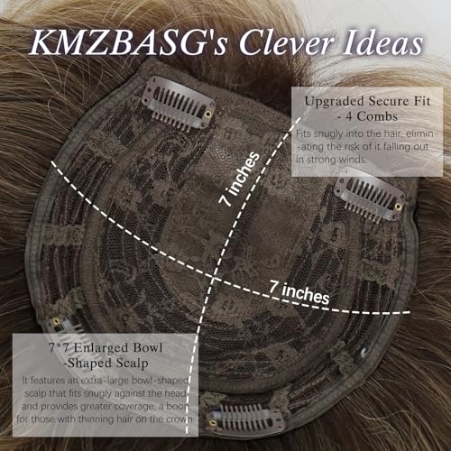Kmzbasg Hair Toppers for Women with Thinning Hair 20 Inches Long Wave 360 3D Synthetic Clip in Topper Hairpieces with French Bangs 7x7 Inch Base Adds Volume and Natural Coverage