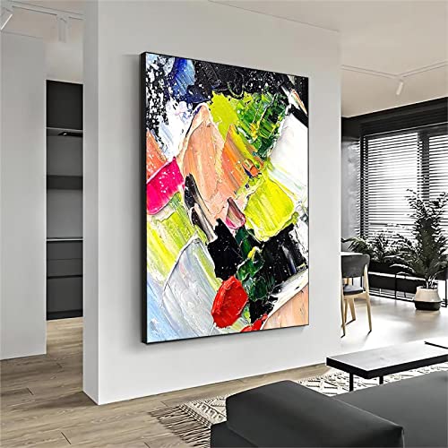 Toile peinture coup de pinceau lumineux pour décoration salon contemporain