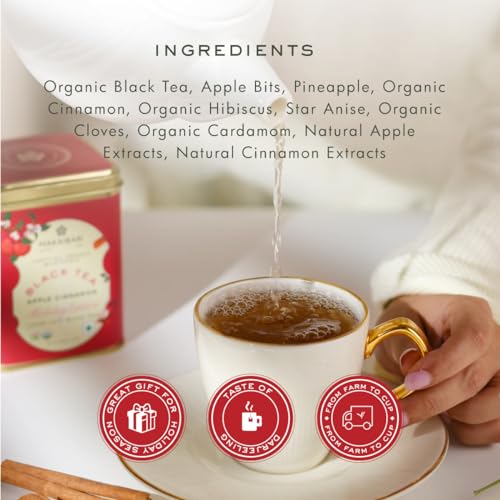 Image of Makaibari Holiday Edition : Apple Cinnamon Black Tea | Premium Black Tea | Anti-Oxidants, Immunity Booster | Tin Caddy | 50g