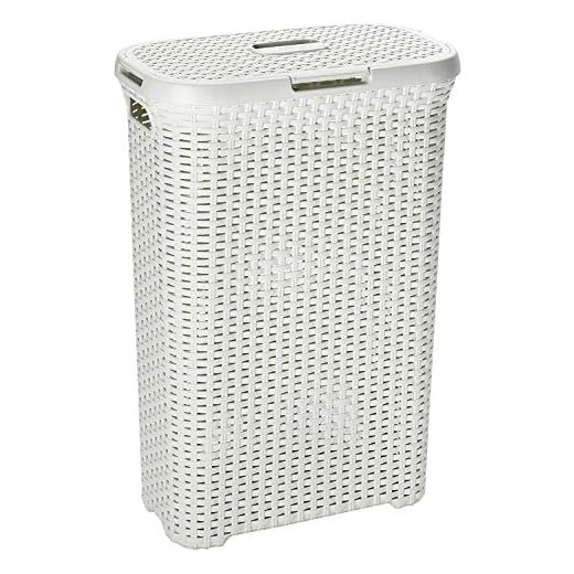 Curver 193010 - Cesto Natural Style, 40 L, 44 x 26 x 61 cm, color blanco vintage