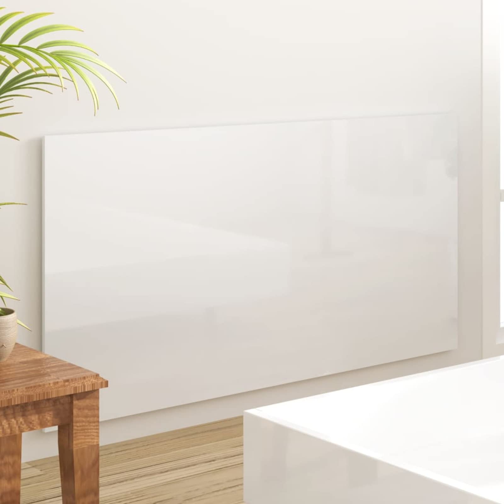 Festnight Cabecero de Madera para Cama de 160 (160 x 1,5 x 80 cm) | Cabeceros Madera | Dormitorio Matrimonio | Cabezal Cama |Estilo nórdico Blanco con Brillo